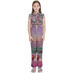 Abstract Flowers  Kids  Sleeveless Ruffle Edge Band Collar Chiffon One Piece by Internationalstore