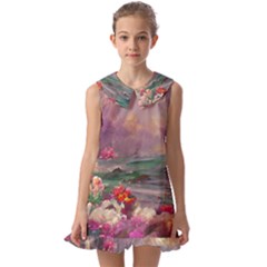 Abstract Flowers  Kids  Pilgrim Collar Ruffle Hem Dress by Internationalstore