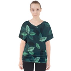 Foliage V-neck Dolman Drape Top by HermanTelo