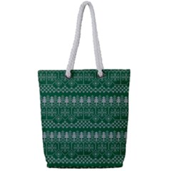 Christmas Knit Digital Full Print Rope Handle Tote (small) by Mariart