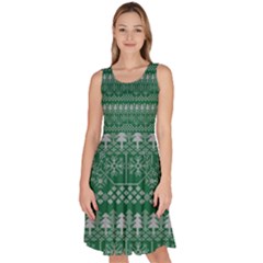 Christmas Knit Digital Knee Length Skater Dress With Pockets by Mariart
