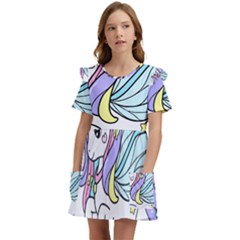 Waitress T- Shirt Awesome Unicorn Waitresses Are Magical For A Waiting Staff T- Shirt Kids  Frilly Sleeves Pocket Dress by ZUXUMI