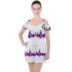 Arts Ruffle Cut Out Chiffon Playsuit by Internationalstore
