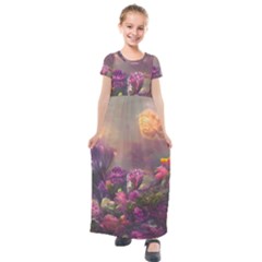 Floral Blossoms  Kids  Short Sleeve Maxi Dress by Internationalstore