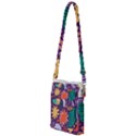 Colorful Shapes On A Purple Background Multi Function Travel Bag View1