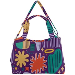 Colorful Shapes On A Purple Background Double Compartment Shoulder Bag by LalyLauraFLM