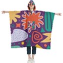 Colorful Shapes On A Purple Background Women s Hooded Rain Ponchos View1