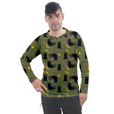 Cat Cartoon Cats Animal Pattern Men s Pique Long Sleeve T-shirt by Pakjumat