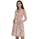 Cat Pattern Pink Cartoon Sleeveless Dress With Pocket View2