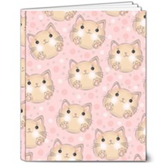 Cat Pattern Pink Cartoon 8  X 10  Softcover Notebook by Pakjumat