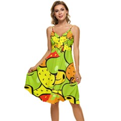 Fruit Food Wallpaper Sleeveless Tie Front Chiffon Dress by Dutashop