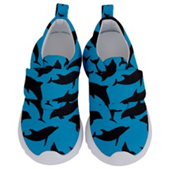 Dolphin Silhouette Pattern Kids  Velcro No Lace Shoes by Pakjumat