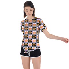 Lantern Chess Halloween Asymmetrical Short Sleeve Sports T-shirt by Pakjumat