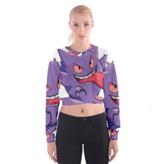 Purple Funny Monster Cropped Sweatshirt by Sarkoni