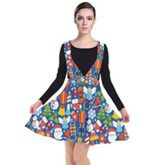 Winter Seamless Pattern Plunge Pinafore Dress by uniart180623