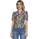 Winter Seamless Pattern Puffed Short Sleeve Button Up Jacket View1