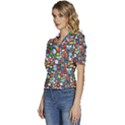 Winter Seamless Pattern Puffed Short Sleeve Button Up Jacket View2