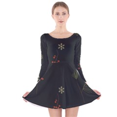 Festive Season Christmas Paper Long Sleeve Velvet Skater Dress by uniart180623