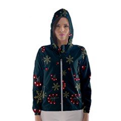 Christmas Festive Season Background Women s Hooded Windbreaker by uniart180623
