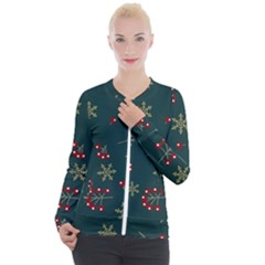 Christmas Festive Season Background Casual Zip Up Jacket by uniart180623