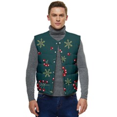 Christmas Festive Season Background Men s Button Up Puffer Vest	 by uniart180623