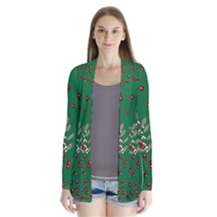 Christmas December Background Drape Collar Cardigan by uniart180623