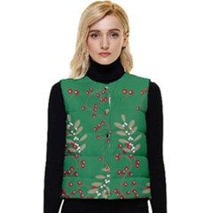 Christmas December Background Women s Button Up Puffer Vest by uniart180623