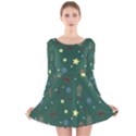 Twigs Christmas Party Pattern Long Sleeve Velvet Skater Dress View1
