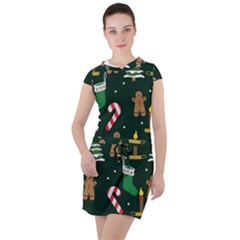 Pattern Christmas Gift Drawstring Hooded Dress by uniart180623