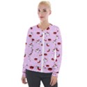 Christmas Xmas Background Design Pattern Velvet Zip Up Jacket View1