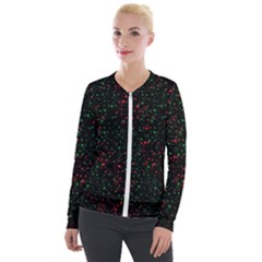 Confetti Star Dot Christmas Velvet Zip Up Jacket by uniart180623