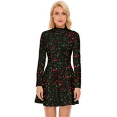 Confetti Star Dot Christmas Long Sleeve Velour Longline Dress by uniart180623
