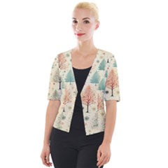 Christmas Tree Cropped Button Cardigan by uniart180623