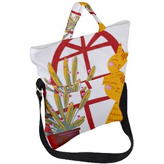 Cat Pet Ginger Art Animal Cartoon Fold Over Handle Tote Bag by uniart180623