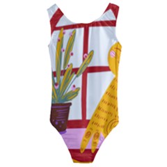 Cat Pet Ginger Art Animal Cartoon Kids  Cut-out Back One Piece Swimsuit by uniart180623