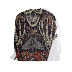 Gray And Multicolored Skeleton Illustration Drawstring Pouch (2xl) by uniart180623