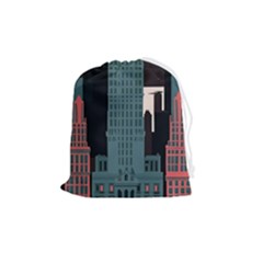 New York City Nyc Skyline Cityscape Drawstring Pouch (medium) by uniart180623