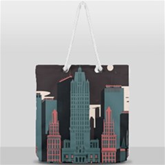 New York City Nyc Skyline Cityscape Full Print Rope Handle Tote (large) by uniart180623