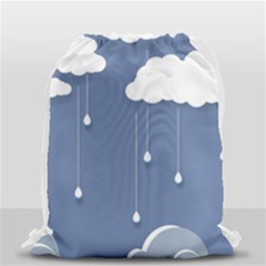 Clouds Rain Paper Raindrops Weather Sky Raining Drawstring Bag (small) by uniart180623