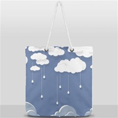 Clouds Rain Paper Raindrops Weather Sky Raining Full Print Rope Handle Tote (large) by uniart180623