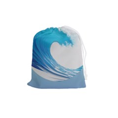 Wave Tsunami Tidal Wave Ocean Sea Water Drawstring Pouch (medium) by uniart180623
