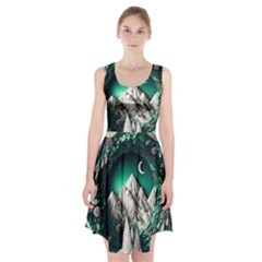 Christmas Wreath Winter Mountains Snow Stars Moon Racerback Midi Dress by uniart180623