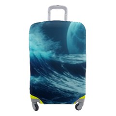 Moonlight High Tide Storm Tsunami Waves Ocean Sea Luggage Cover (small) by uniart180623
