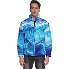 Tsunami Waves Ocean Sea Nautical Nature Water Men s Puffer Bubble Jacket Coat by uniart180623