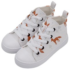 Fox Animal Wild Pattern Kids  Mid-top Canvas Sneakers by Ket1n9