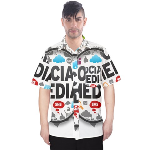 Social Media Computer Internet Typography Text Poster Men s Hawaii Shirt by Ket1n9