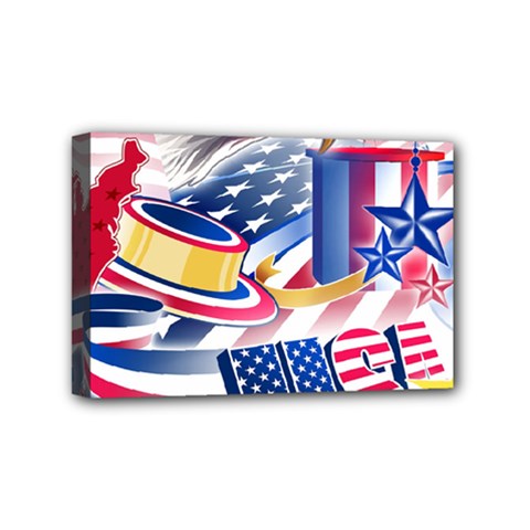 Independence Day United States Of America Mini Canvas 6  X 4  (stretched) by Ket1n9