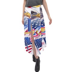 Independence Day United States Of America Velour Split Maxi Skirt by Ket1n9