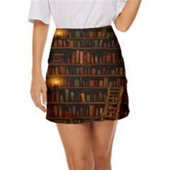 Books Library Mini Front Wrap Skirt by Ket1n9