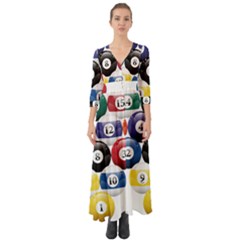 Racked Billiard Pool Balls Button Up Boho Maxi Dress by Ket1n9